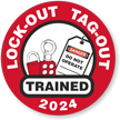 LOCK-OUT TAG-OUT TRAINED (Select Year) Hard HAT DECAL