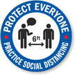 Protect Everyone   Practice Social Distancing Hard Hat Decal