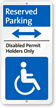 Disabled Permit Holders Parking Sign with Bidirectional Arrow