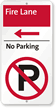 Fire Lane No Parking Sign with Left Arrow