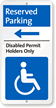 Disabled Permit Holders Parking Sign with Left Arrow