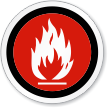 No Flammable Material Symbol ISO Circle Sign