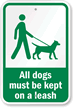 All Dogs Kept On A Leash Sign