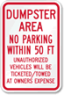 Dumpster Area Parking Vehicles Towed Sign
