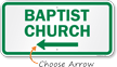 Baptist Church Sign with Arrow