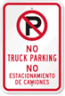 Bilingual No Truck Parking Sign
