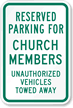Reserved Parking for Church Members Sign