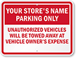 Custom Reserved Parking, Vehicles Towed Away Sign