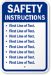 Custom Safety Instructions Add Text Sign