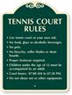 Custom Tennis Court Rules Sign