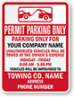 Custom Permit Parking Only Tow Away Sign (Texas)
