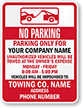 Custom No Parking Tow Away Sign (Texas)