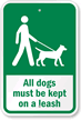 All Dogs Kept On A Leash Sign