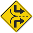 Entering Roadway Added Lane Symbol Sign