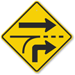 Entering Roadway Added Lane Symbol Sign