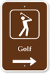 Man Playing Golf Graphic with Right Arrow