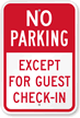 No Parking, Except For Guest Check-In Sign