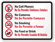 Bilingual No Cell Phones Rules Sign