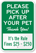 Pick-Up After Your Pet Sign