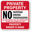 Custom No Hunting, Trespassers Will Be Prosecute Sign