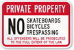 Private Property No Skateboards, No Bicycles Sign