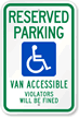 Van Accessible Sign with Wheelchair Graphic