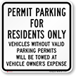 Permit Parking Residents only Vehicles Towed Sign