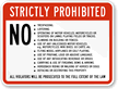 Strictly Prohibited, Property Rules, Violators Prosecuted Sign