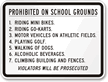 Prohibited on School Grounds Violators Prosecuted Sign