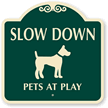 Slow Down Pets At Play Sign