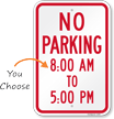 No Parking Time Limit Sign with Hours
