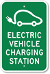Electric Vehicle Charging Station With Graphic Sign
