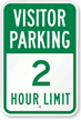 Visitor Parking 2 Hour Limit Sign