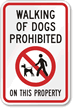 Walking Dogs Prohibited Property Sign