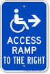 Access Ramp To The Right Handicap Sign