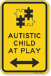 Autistic Child At Play with Bi Directional Arrow Sign