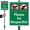 Please Be Respectful No Dog Pee LawnBoss Sign