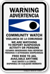 Bilingual Community Watch Free Ride To Jail Sign