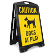 Caution Dogs At Play Sidewalk Sign