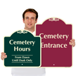 Cemetery Entrance Hours From Dawn Until Dusk Only Sign