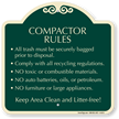 Compactor Rules No Toxic or combustible Materials Sign