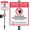 Custom Bilingual Pesticides Danger Sign With Symbol