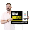 Custom Horizontal Now Hiring Add Logo & Text Yard Sign