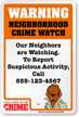 Custom McGruff Neighborhood Crime Watch Warning Sign