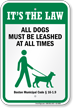 Dog Leash Sign For Massachusetts
