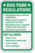 Dog Park Regulations Sign