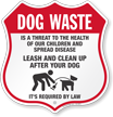 Dog Waste Is A Threat To Health Shield Sign