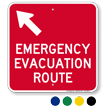 Emergency Evacuation Route Upper Left Arrow Sign