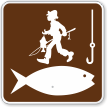 Fishing Symbol With Bait And Fisherman Fishing Sign