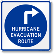 Hurricane Evacuation Route Upper Right Arrow Sign
